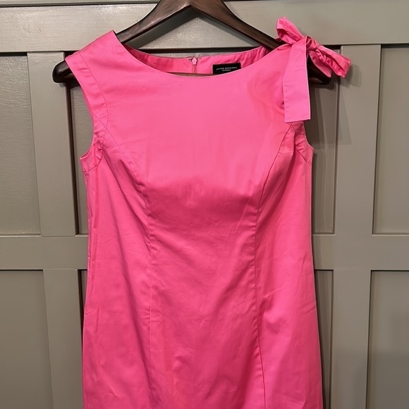 JAVIER Simorra Barcelona Hot Pink Barbie Shoulder Tie Dress Stretch Cotton Sz 4 - Picture 7 of 12